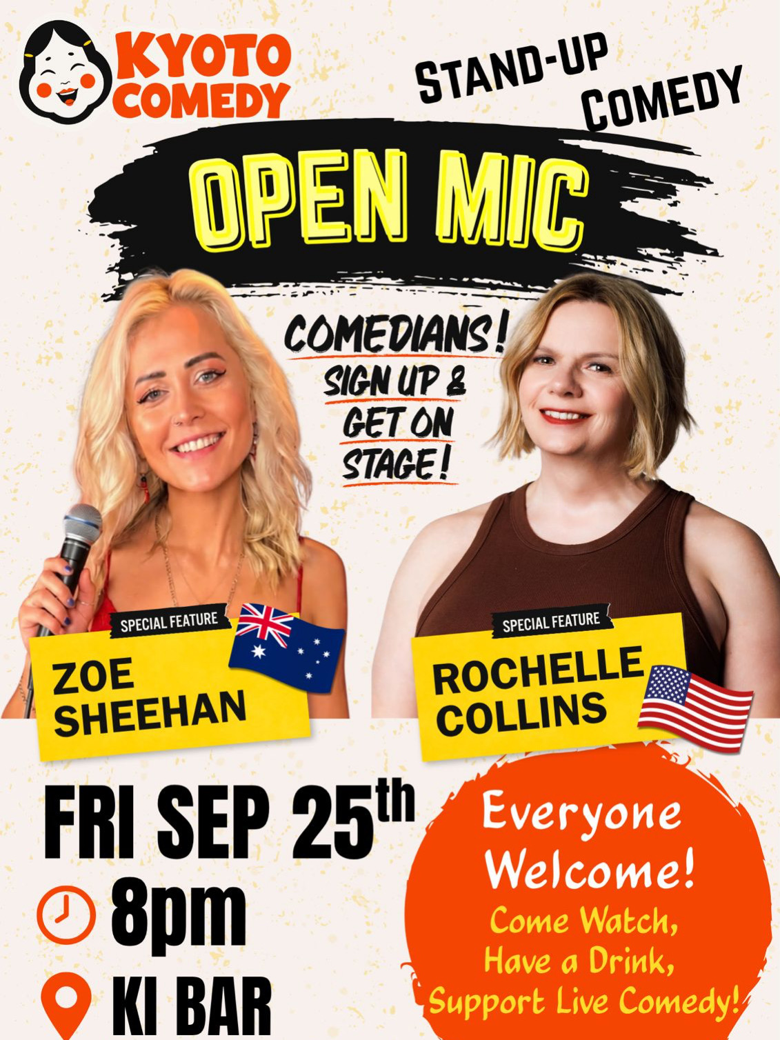 Kyoto Comedy Open Mic — September 25, 2026 — official Kyoto Comedy show poster