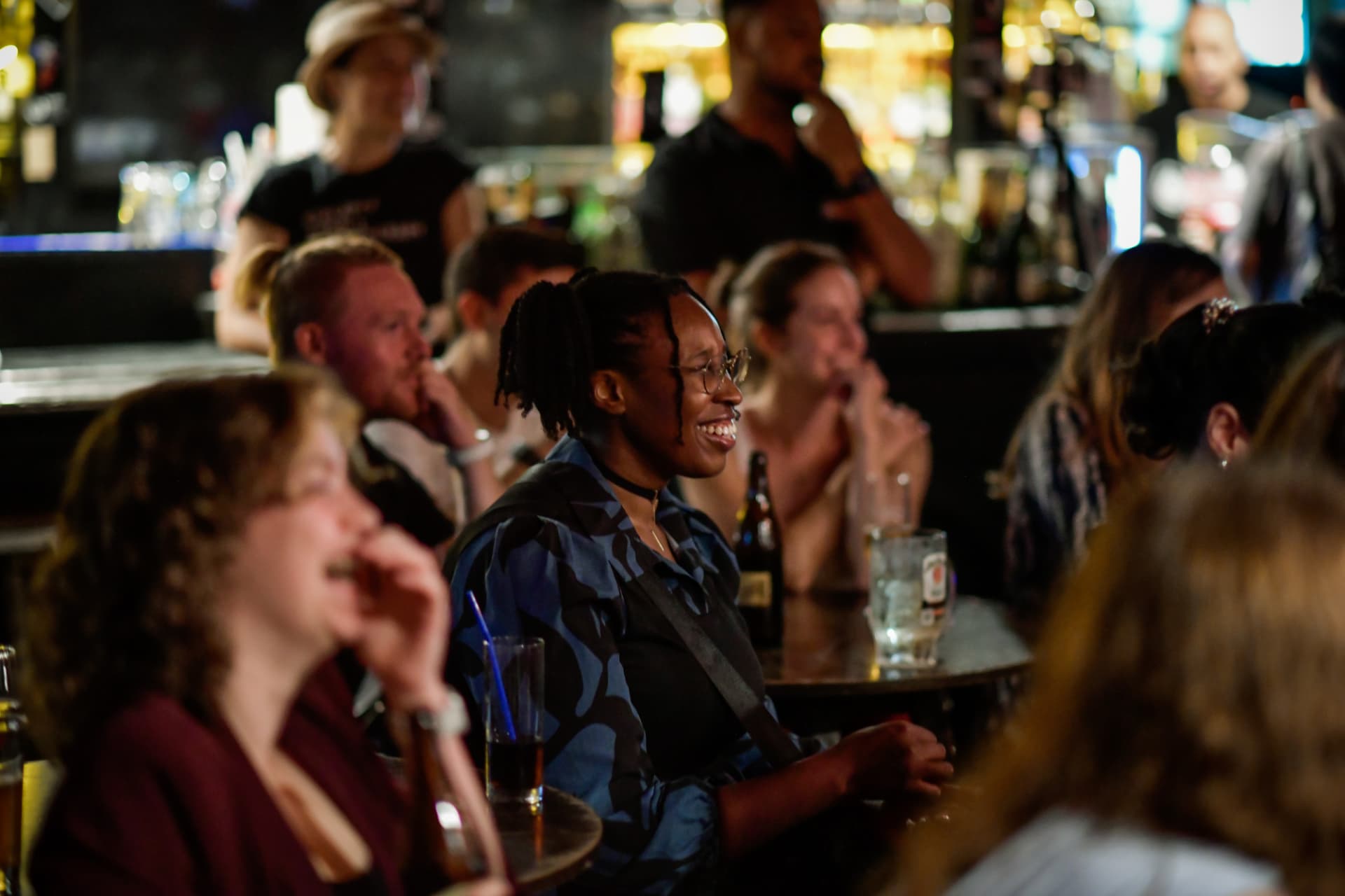 Audience enjoying a Kyoto Comedy night at the bar