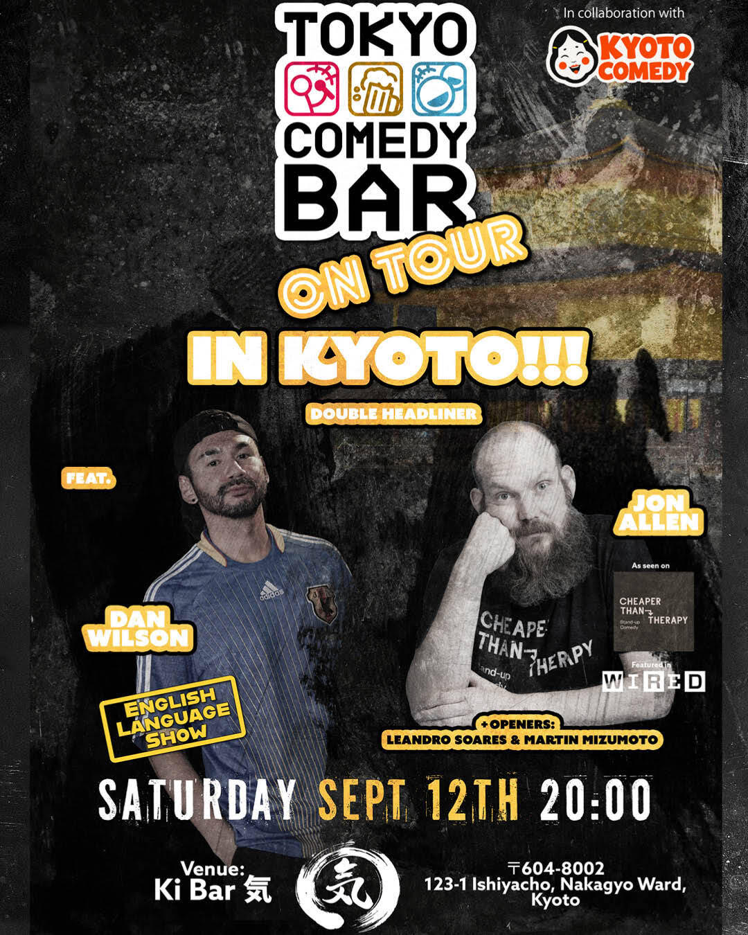 Tokyo Comedy Bar on Tour in Kyoto — September 12, 2026 — official Kyoto Comedy show poster