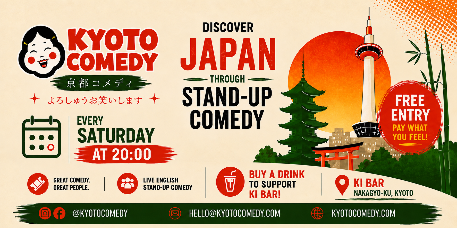 Saturday Flagship Comedy Showcase — official event banner, Ki Bar